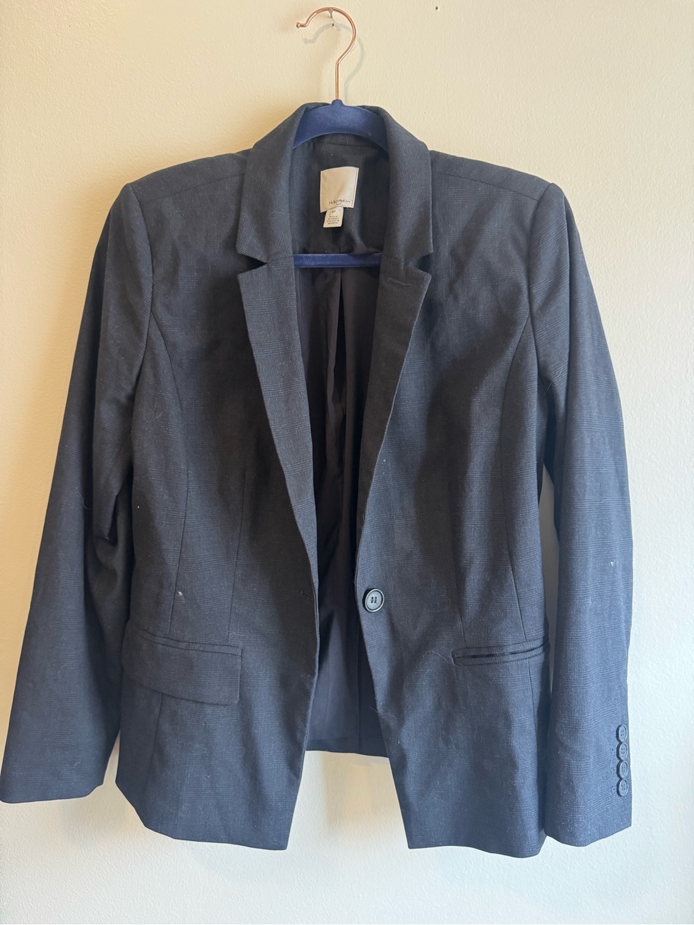 Halogen Dark Blue/Black Button Up Women's Blazer
